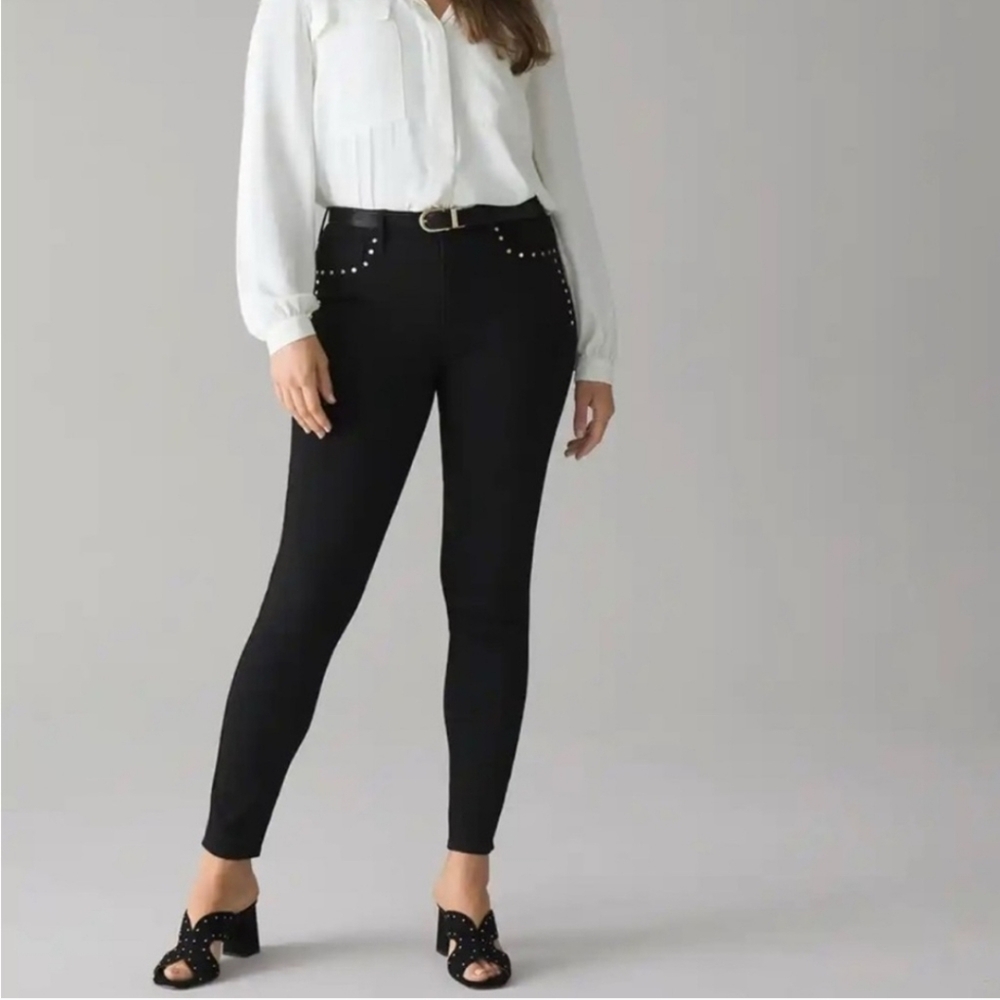 SOLD - Black Studded Scuplt Skinny Ankle Jeans - Curvy Fit / Slimming Fit - WHBM